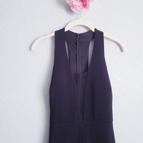 Jump Apparel Black Sheer Plunge Mermaid Evening Dress - Picture 4 of 10